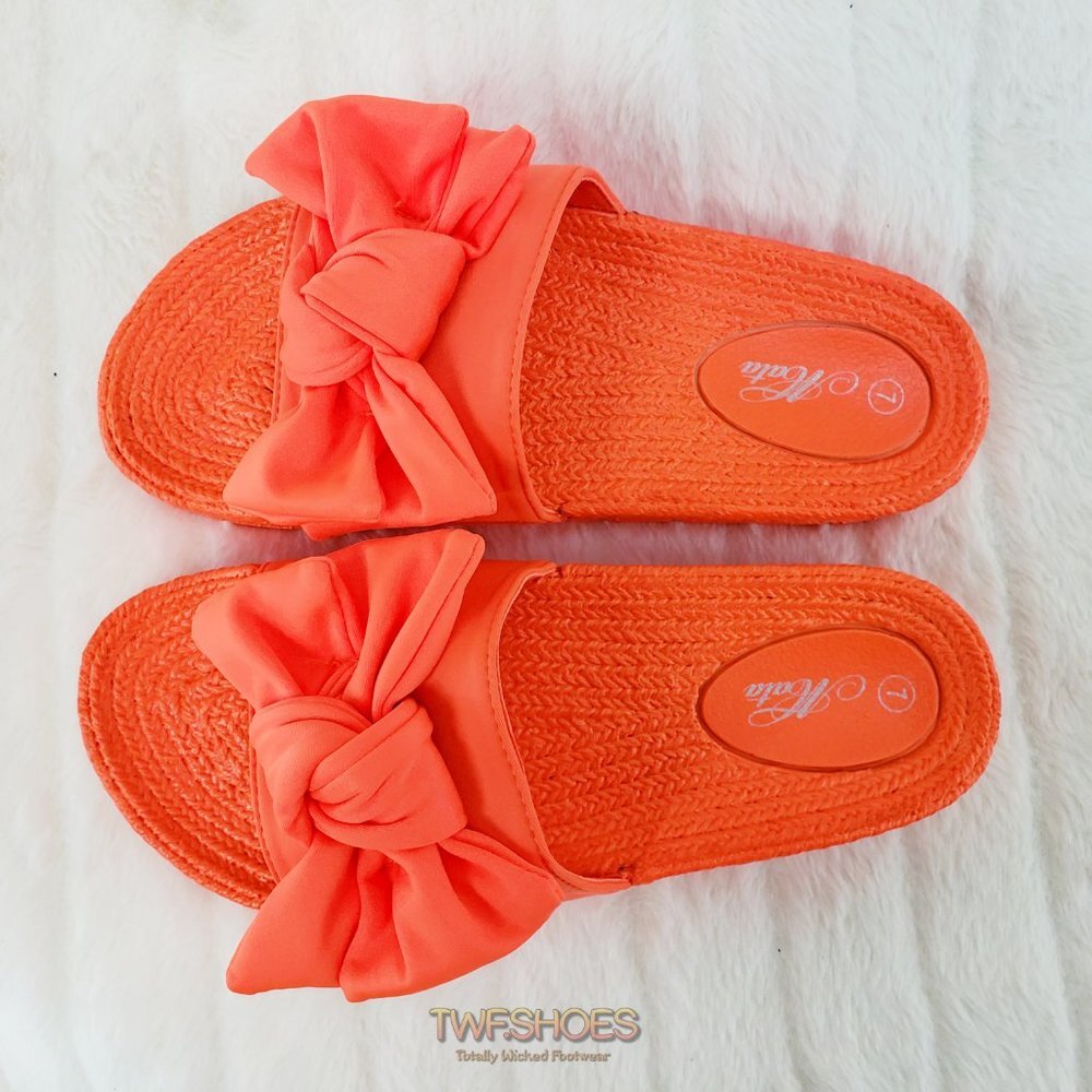 Beach Day Flat Form Fit Slip On summer sandals Neon Orange